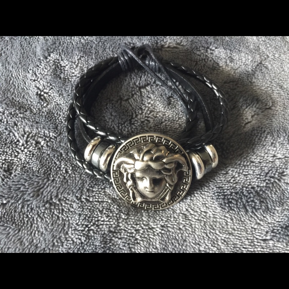 New Braided Leather Medusa Bracelet For Sale.